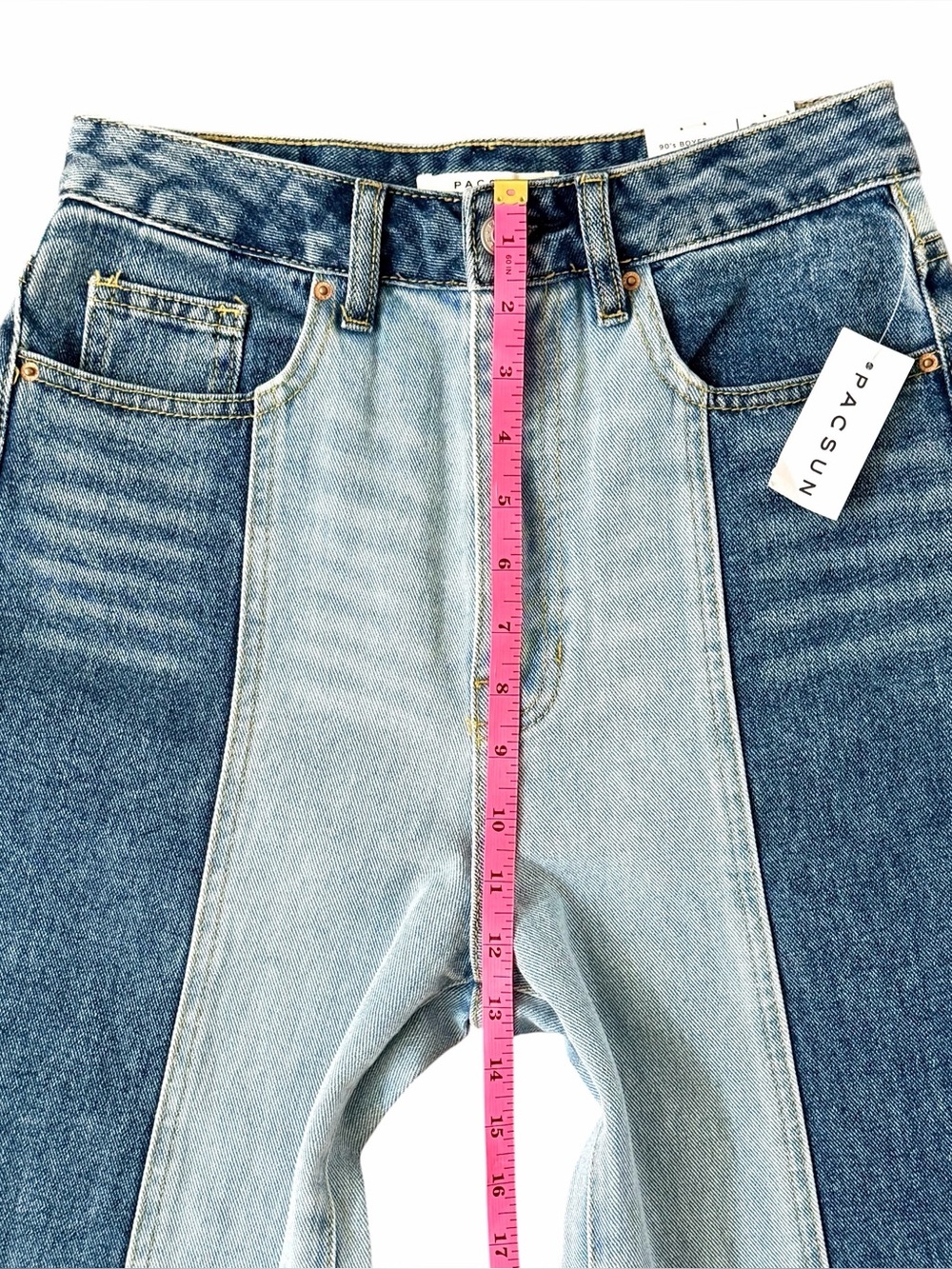 PacSun Two Tone 90s Boyfriend Straight Jeans Colorblock NWT 26 - Picture 10 of 12